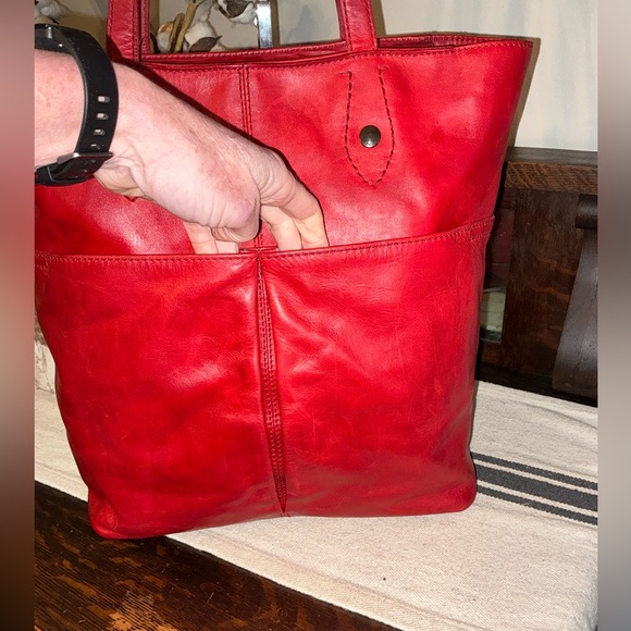 Frye Melissa Leather Simple Tote Shoulder Bag Red  MSRP $348 - Picture 3 of 14